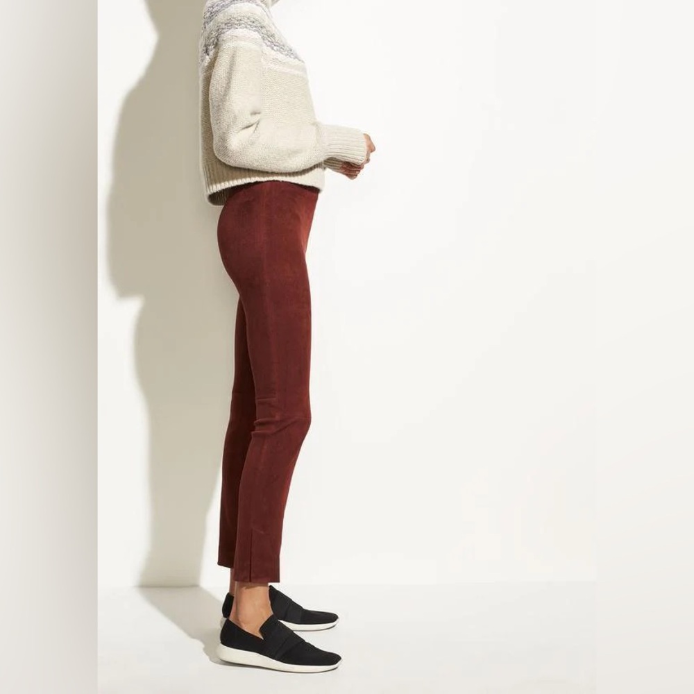 Vince Stretch Suede Split Hem Crop Jasper - Picture 2 of 15